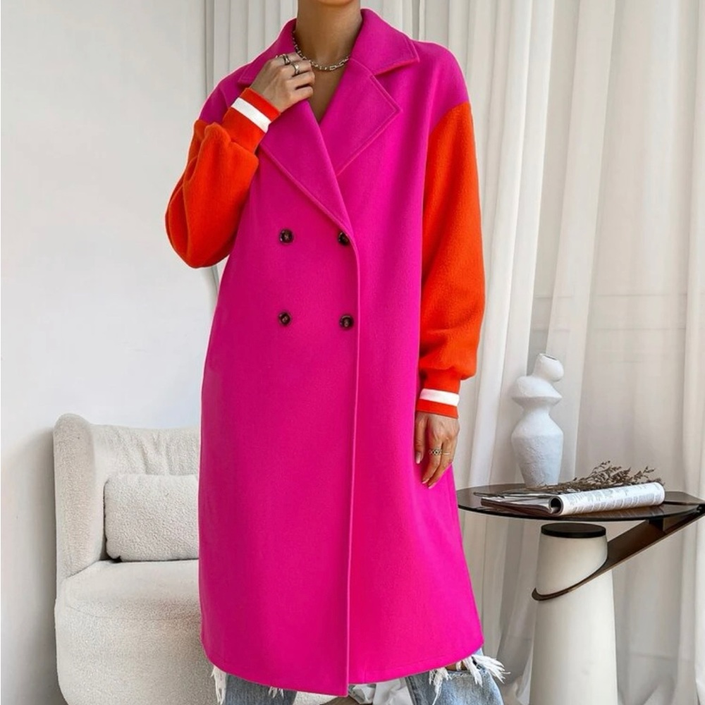 COPY - Color lock drop shoulder double breasted overcoat